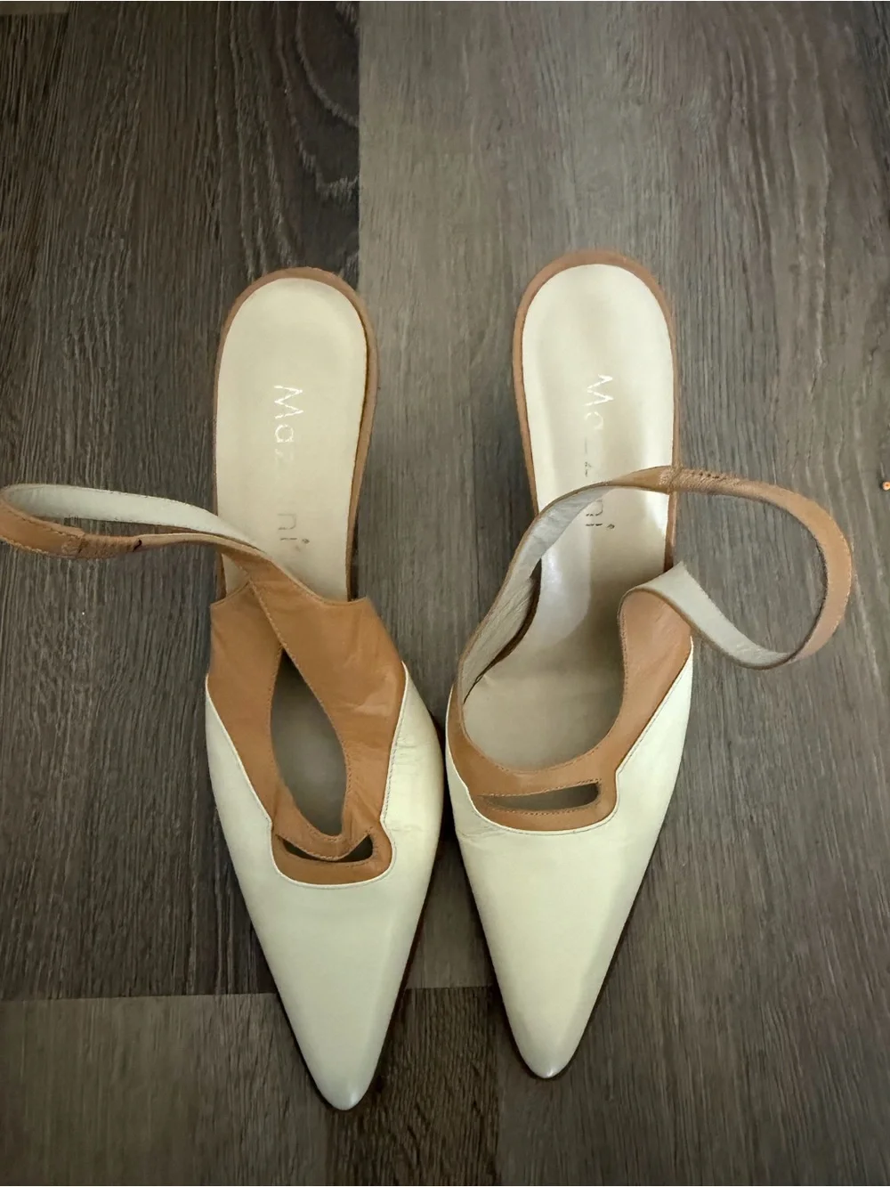 Vintage Mazzini Two toned Italian leather sling back
